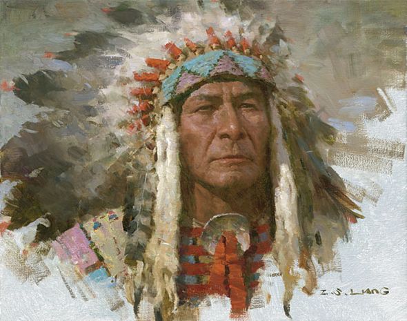 Z. S. Liang Handsigned and Numbered Limited Edition Gicl&eacute;e Canvas:"Leader of the Tribe"
