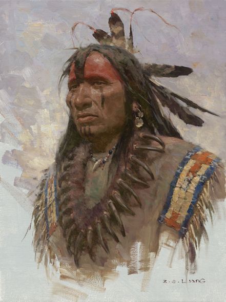 Z. S. Liang Handsigned and Numbered Limited Edition Gicl&eacute;e Canvas:"The Grizzly Claw Necklace"