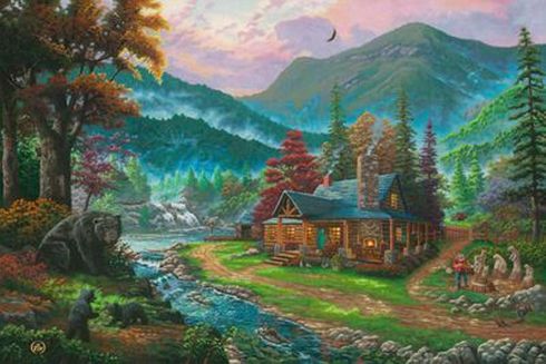 Zac Kinkade Limited Edition Canvas Giclee:"Black Bear Cabin" Zac Kinkade Limited Edition Canvas Giclee:"Black Bear Cabin"