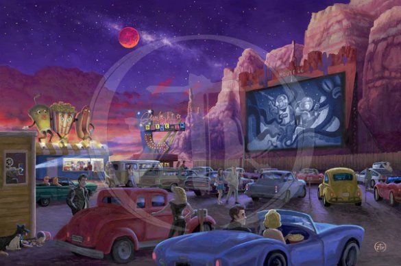 Zachary Kinkade Limited Edition Giclee on Canvas:"Movie Night on Route 66 – Thriller”