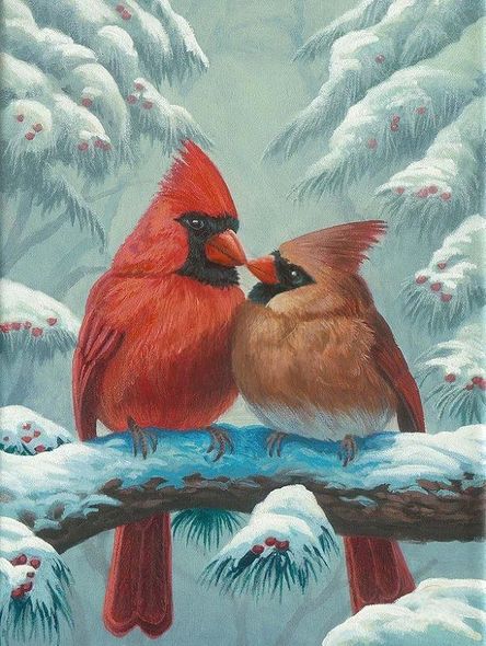 Zac Kinkade Limited Edition Canvas Giclee:"Cardinals in Winter"
