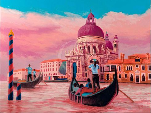 Zac Kinkade Limited Edition Gicl&eacute;e on Canvas:"Gondolas of Venice"