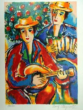 Zamy Steynovitz Hand Signed and Numbered Limited Edition Serigraph on Paper: " Musicians "