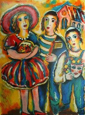 Zamy Steynovitz Hand Signed and Numbered Limited Edition Serigraph on Paper: " Purim "
