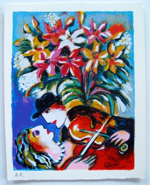 Zamy Steynovitz Limited Edition Lithograph:"Serenade With A Kiss"