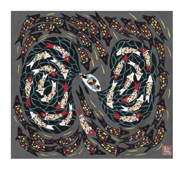 Zhang Shu Rong Fine Art Open Edition Gicl&eacute;e:"Harvesting Fish"