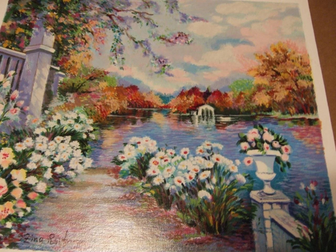 Zina Roitman Artist Signed Serigraph on Board: "Lac Fleuri" Zina Roitman Artist Signed Serigraph on Board: "Lac Fleuri"