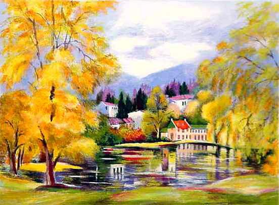 Zina Roitman Hand Signed and Numbered Limited Edition Serigraph on Paper: " Autumn "