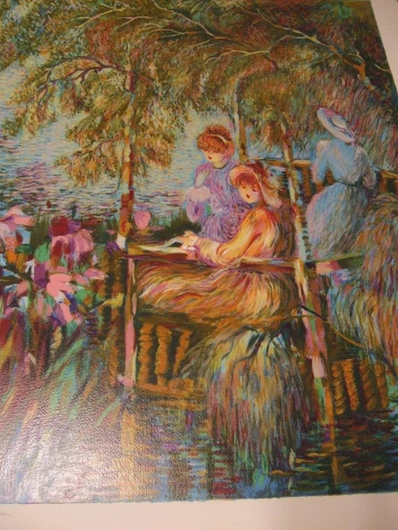 Zina Roitman Hand-signed Embellished Serigraph Print: "By The Water"