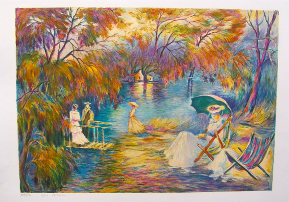 Zina Roitman Hand Signed Limited Edition Serigraph:"Sunset On The Lake"