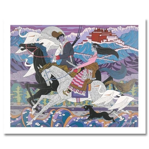 Zu Ming Ho Hand-signed Limited Edition Serigraph Canvas: "The Budha"