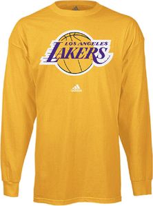 Adidas Los Angles Lakers Gold Full Court Long Sleeve T Shirt