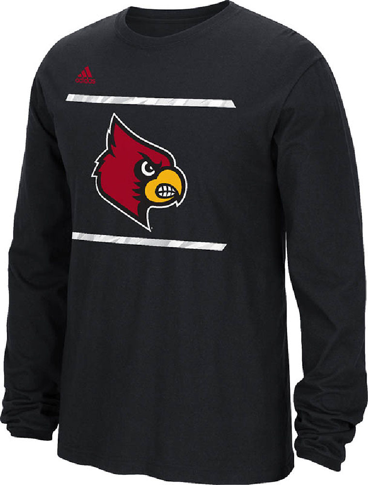 Adidas Louisville Cardinals Black Sidelines Energize Long Sleeve Tee
