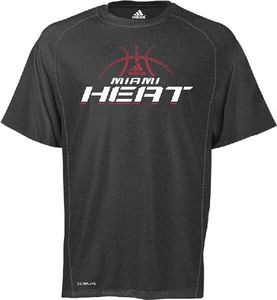 Adidas Miami Heat Heather Black ClimaLite Short Sleeve T Shirt