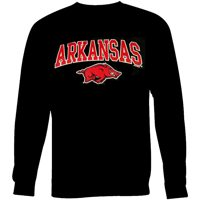 Arkansas Razorbacks Adult Black Arch Logo Crewneck Sweatshirt