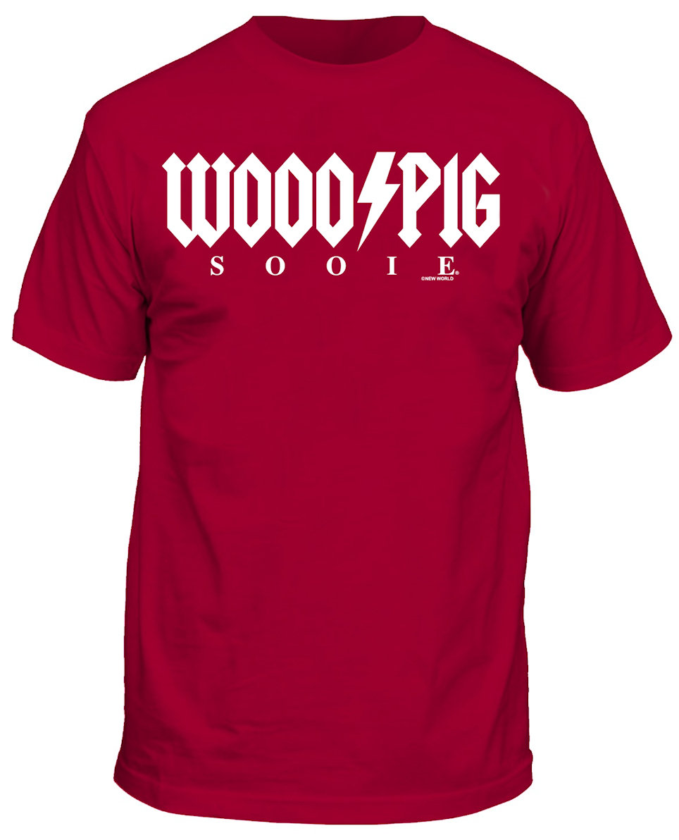 Arkansas Razorbacks Men's Cardinal Wooo Sooie Pig Bolt Short Sleeve T