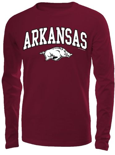 Arkansas Razorbacks Men's Cardinal College Arch Long Sleeve T Shirt ...