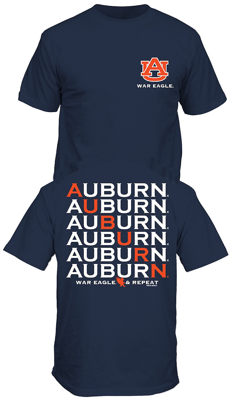 Auburn Tigers Navy 2 Sided Diagonal Repeat Short Sleeve T Shirt