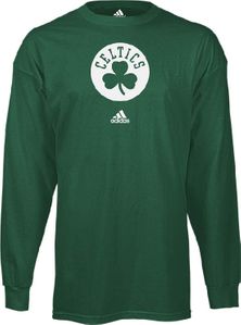Boston Celtics Green Primary Logo Long Sleeve Tee Shirt by Adidas