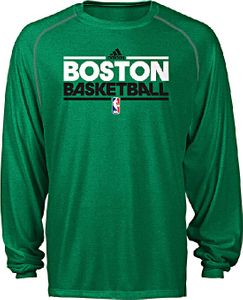 Boston Celtics Heather Green Adidas Authentic On-Court Long Sleeve Practice Climalite T Shirt