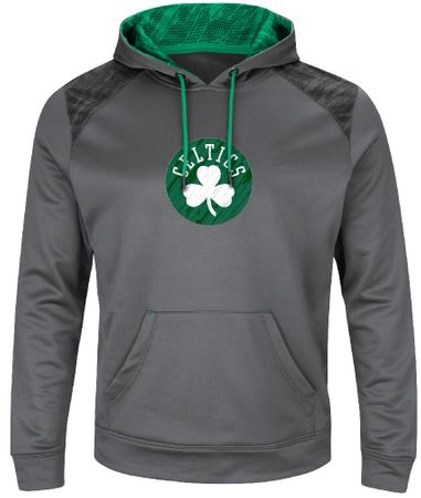 Boston Celtics Grey Armor Pullover Synthetic Majestic Hoodie Sweatshirt