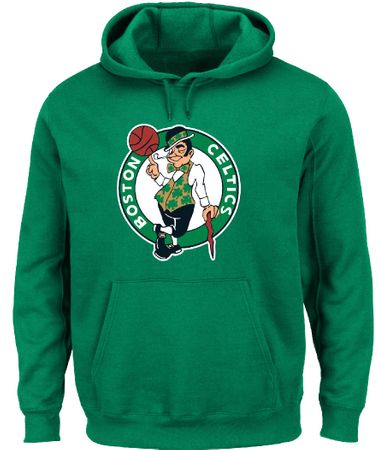 Boston Celtics Mens Green  Majestic Tackle Twill Tek Patch Hoodie Sweatshirt