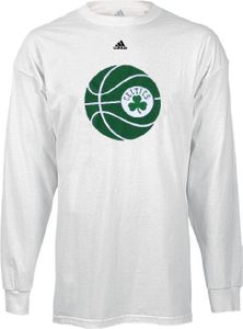 Boston Celtics Mesh Ball NBA White Long Sleeve Tee Shirt By Adidas
