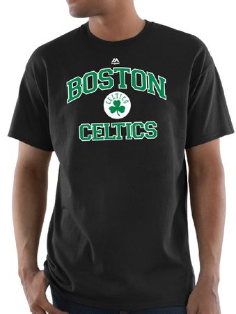 Boston Celtics Mens Guys Black Heart  & Soul Majestic Short Sleeve T Shirt