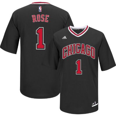Youth Derrick Rose Chicago Bulls Black Short Sleeve Replica Basketball Jersey