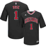 Youth Derrick Rose Chicago Bulls Black Short Sleeve Replica Basketball Jersey