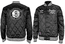 Brooklyn Nets Mens NBA Black Embroidered Satin Jacket by Adidas