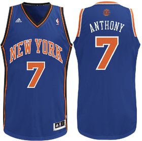 Carmelo Anthony New York Knicks #7 Royal Swingman Basketball Jersey by Adidas