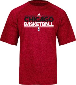 Chicago Bulls Heather Red Adidas  Authentic On-Court Practice Climalite Performance T Shirt
