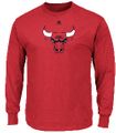 Chicago Bulls Mens Red  Logo 2 Basketball  Long Sleeve T Shirt on Sale