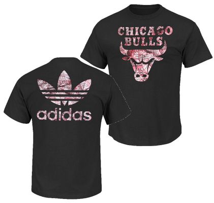 Chicago Bulls Mens 2 Sided Shoe Pile High End Screened T Shirt by Adidas