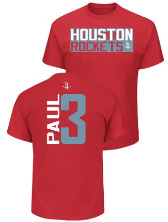 Chris Paul Houston Rockets Mens Red Vertical Short Sleeve T Shirt
