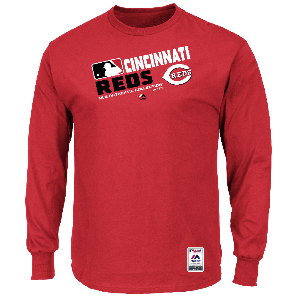 Majestic Cincinnati Reds AC Red Team Choice Long Sleeve T Shirt