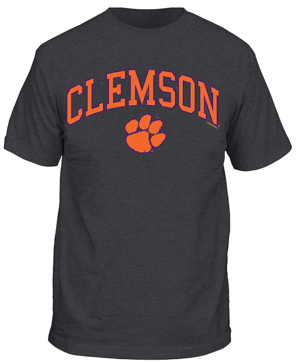 Clemson Tigers Men's Heather Grey College Arch Short Sleeve T Shirt
