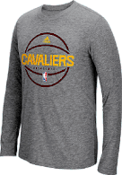 Cleveland Cavaliers Adidas On-Court Grey Pre-Game Slimmer Fit Synthetic Long Sleeve T Shirt