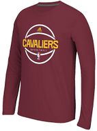Cleveland Cavaliers Adidas On-Court Wine Pre-Game Slimmer Fit Synthetic Long Sleeve T Shirt