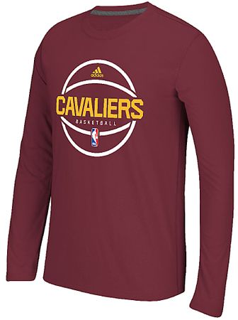 Cleveland Cavaliers Adidas On-Court Wine Pre-Game Slimmer Fit Synthetic Long Sleeve T Shirt