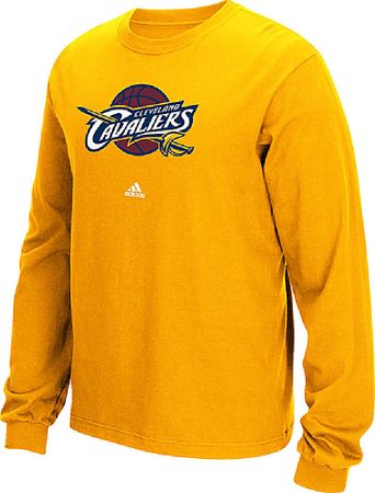 Cleveland Cavaliers Gold Primary Logo Long Sleeve Tee Shirt by Adidas
