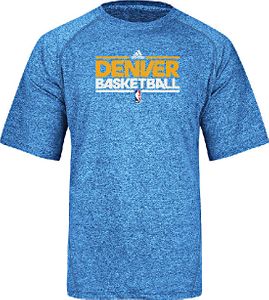 Denver Nuggets Adidas Lt. Blue Heather Authentic On-Court SS Practice Climalite Shirt