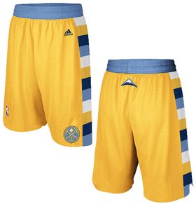 Denver Nuggets Gold Embroidered Swingman Shorts By Adidas