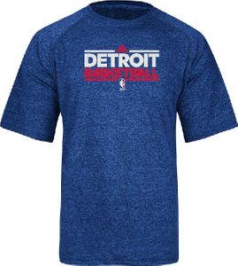 Detroit Pistons Adidas Blue Heather Authentic On-Court SS Practice Climalite Shirt
