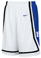 Duke Blue Devils White NCAA Screen Printed Replica  Basketball Shorts By Nike Team Sports