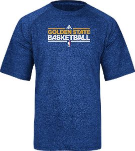 Golden State Warriors Blue Heather Adidas Authentic On-Court Practice SS Climalite Performance T Shirt