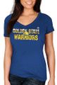 Ladies Golden State Warriors Royal Get Aggressive V Neck Short Sleeve Tee Shirt