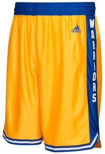 Golden State Warriors Gold Hardwood Classics Embroidered Swingman Shorts By Adidas