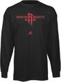 Houston Rockets Black Primary Logo Long Sleeve Tee Shirt by Adidas